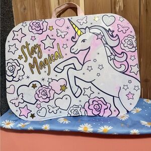 Pink and White Unicorn coloring lap desk